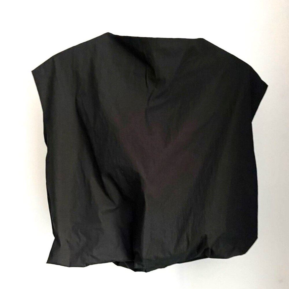 Zara Black Boxy Cap-Sleeve Top